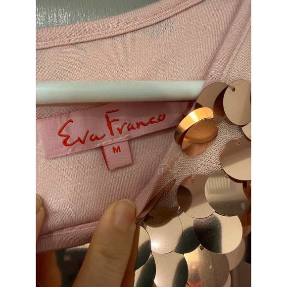 Eva Franco Anthropologie Womens Sallia Sequin Rose Gold Tee Short Sleeve Medium - Picture 3 of 12